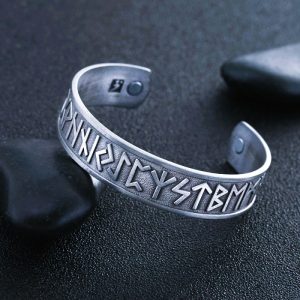 Bracelet nordique runes vikings Futhark argent