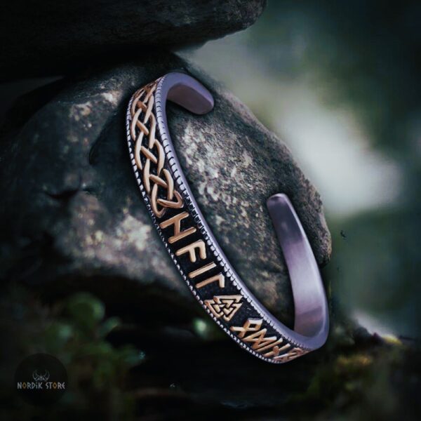 Bracelet Valknut runes en acier or, cadeau homme femme