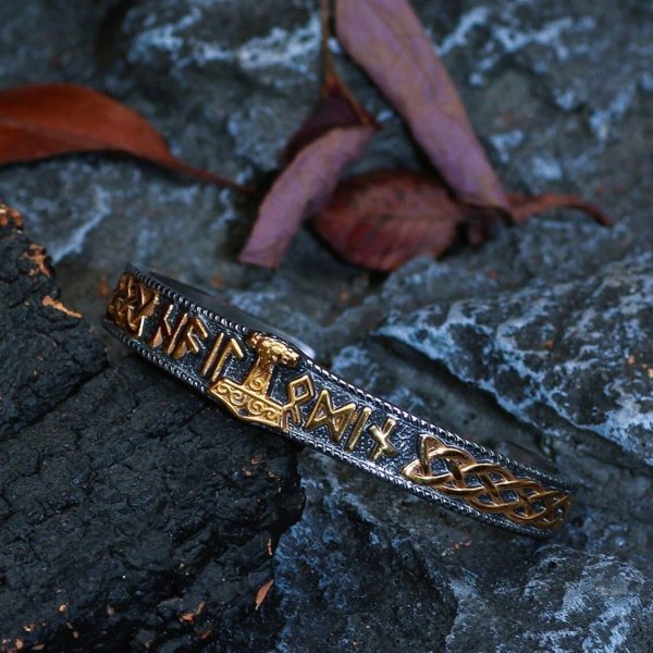 Bracelet viking marteau Mjolnir de Thor couleur or