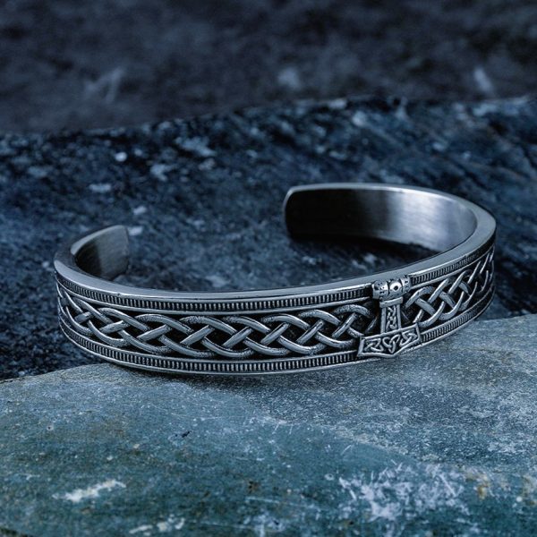 Bracelet viking Mjöllnir foudre sacrée argenté