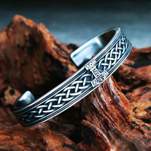 Bracelet viking nordique Mjöllnir foudre sacrée de Thor argent