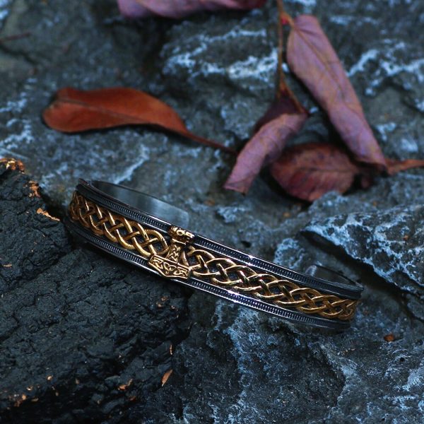 Bracelet viking nordique Mjöllnir foudre sacrée de Thor or