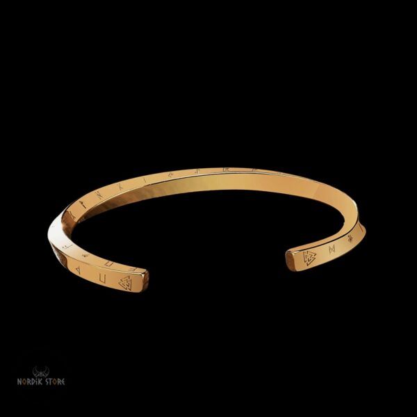 Bracelet viking nordique Solveig runes viking gravés or cadeau homme femme