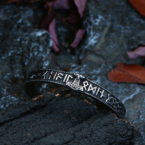 Bracelet viking orné du marteau Mjolnir de Thor couleur argent