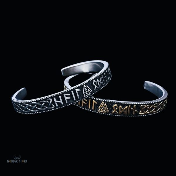 Bracelets vikings Valknut runes en acier or ou argent, cadeau homme femme