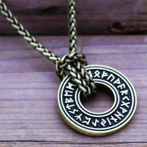 Amulette cercle des 24 Runes viking en bronze