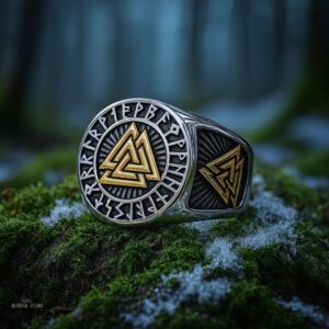 bague viking Valknut runique en acier, cadeau homme