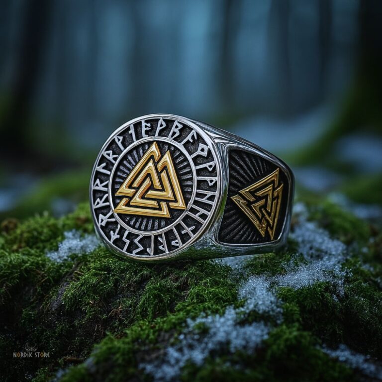 bague viking Valknut runique en acier, cadeau homme