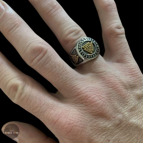 bague viking Valknut runique en acier, cadeau homme et ados