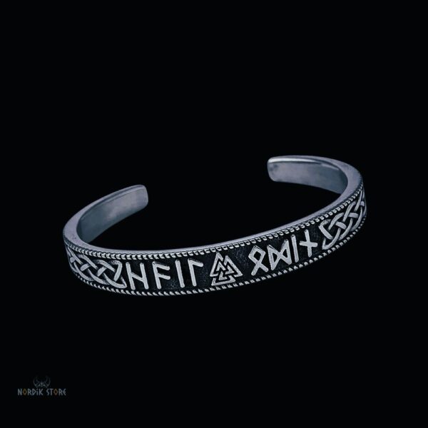 Bracelet torque viking Valknut runes argent, cadeau homme femme, fêtes noel