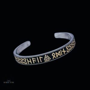 Bracelet torque viking Valknut runes or, cadeau homme femme, fêtes