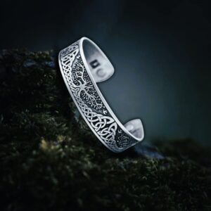 Bracelet viking arbre de vie Yggdrasil d'asgard argent, cadeau homme femme
