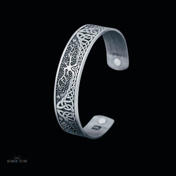 Bracelet viking arbre de vie Yggdrasil d'asgard argent, cadeau homme femme fêtes, anniversaire, noel