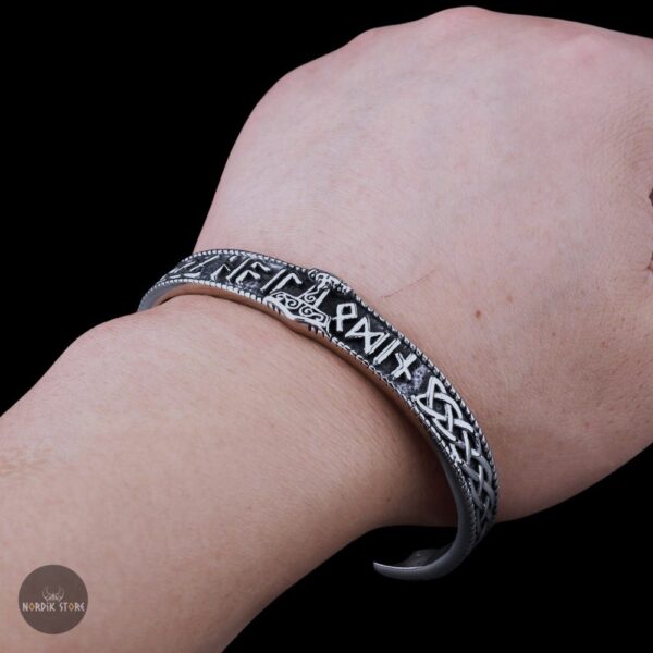 Bracelet viking le Mjollnir de l'énergie et du courage en acier inoxydable argent, cadeau anniversaire, noel pour homme ou femme