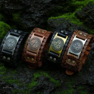 bracelets vikings Triskell en cuir nordique, cadeaux