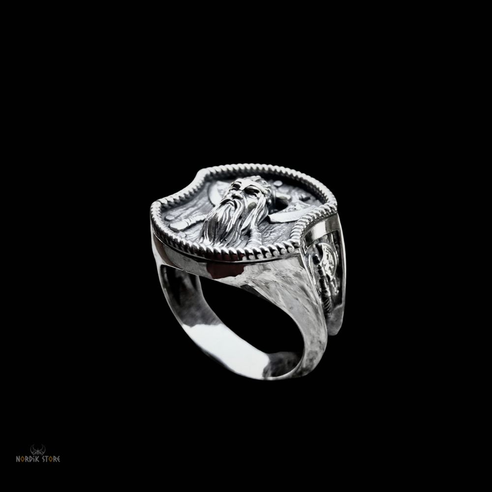 chevalière viking Björn côtes de fer acier, cadeau