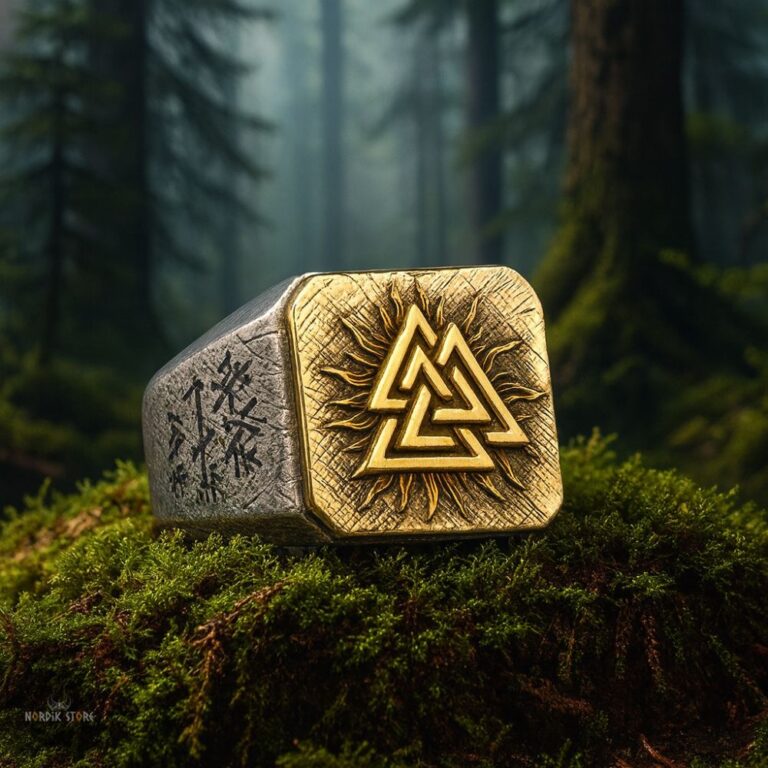 chevalière viking Valknut en argent 925, cadeau homme