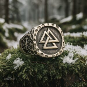 chevalière viking Valknut poinçonnée, cadeau