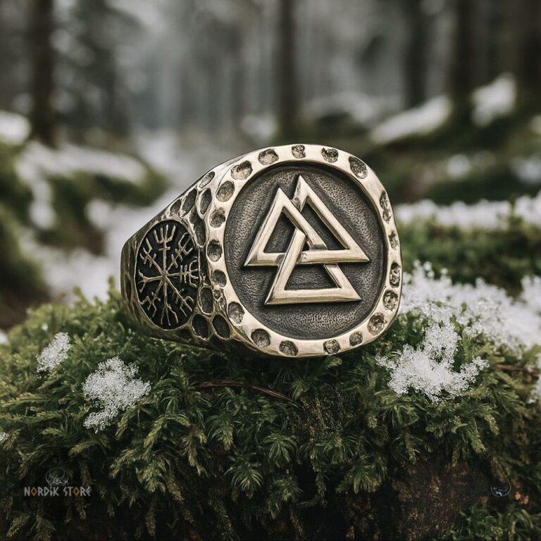 chevalière viking Valknut poinçonnée, cadeau