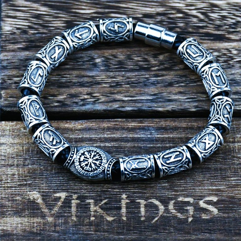 Bracelet viking boussole Vegvisir argent
