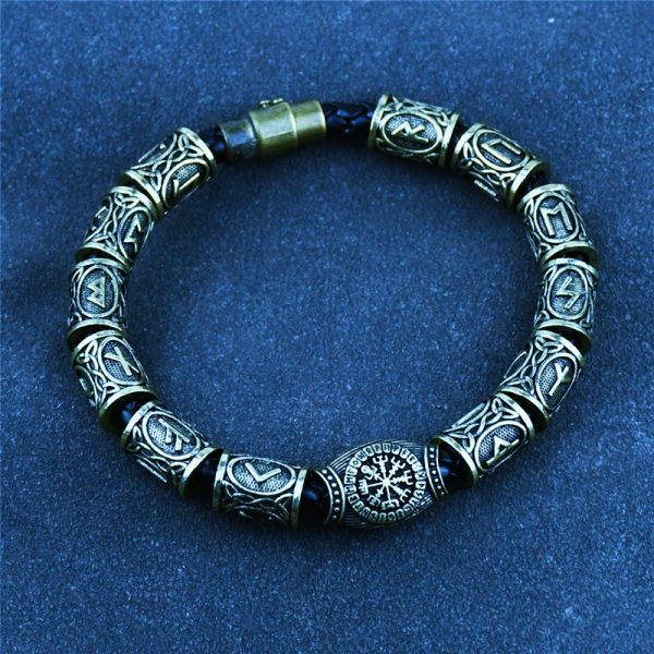 Bracelet viking boussole Vegvisir runes bronze