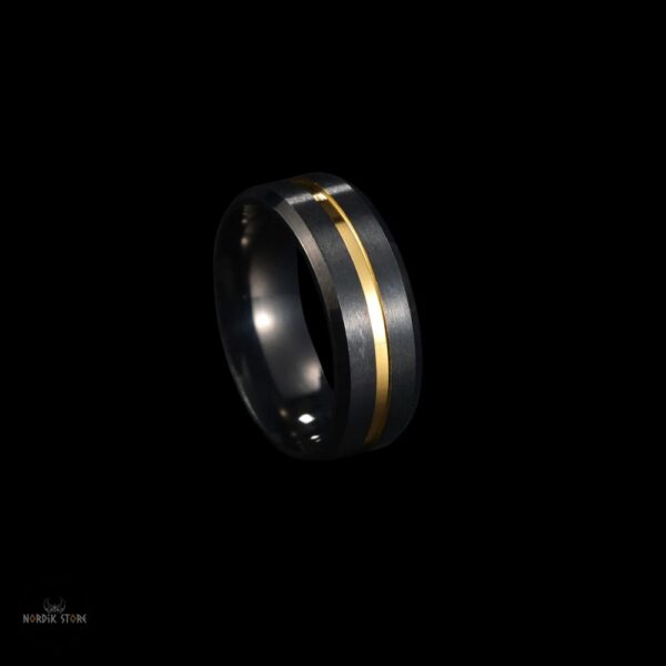 Alliance bague viking Jarl en acier noir, cadeau homme