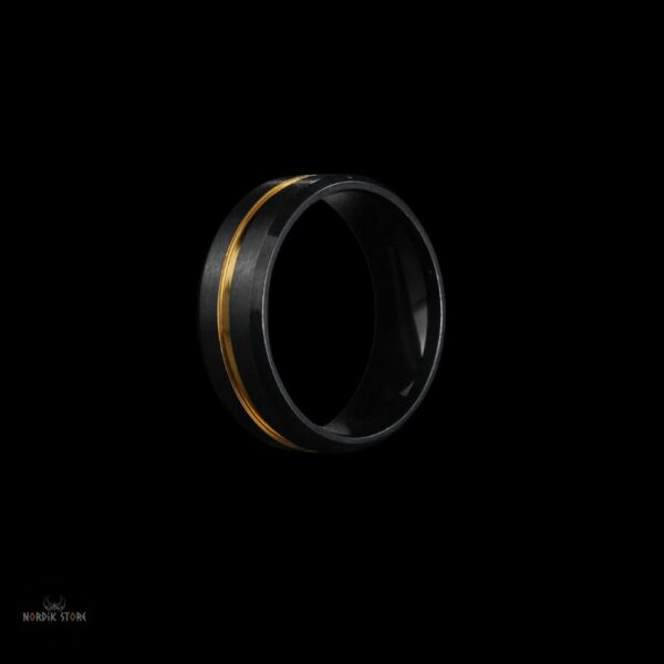 Alliance bague viking Jarl en acier noir, cadeau homme et ados