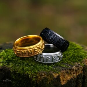 alliances viking runes royales, cadeau femme et homme