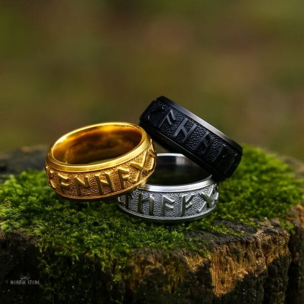 alliances viking runes royales, cadeau femme et homme