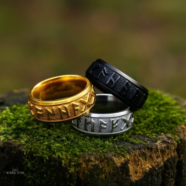 alliances viking runes royales, cadeau femme et homme