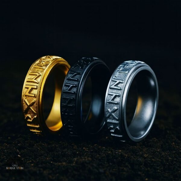 alliances viking runes royales, cadeau femme, homme ou ados