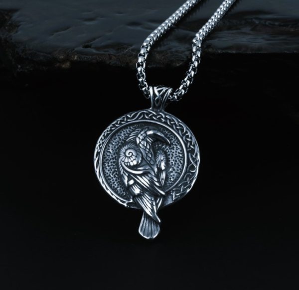 Amulette du corbeau d'Odin Hugin argent