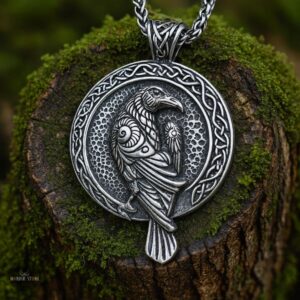 amulette viking du corbeau d'Odin Hugin, cadeau homme et femme