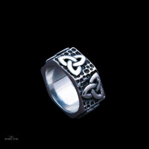 anneau celtique Triquetra en acier, cadeau homme et femme