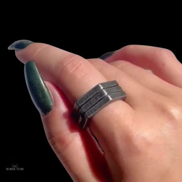 anneau viking la forge hexagonal, cadeau femme