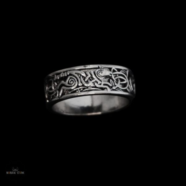 anneau viking loup Fenrir en acier, cadeau homme