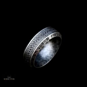 anneau viking runes protectrices Triquetra argent antique, cadeau