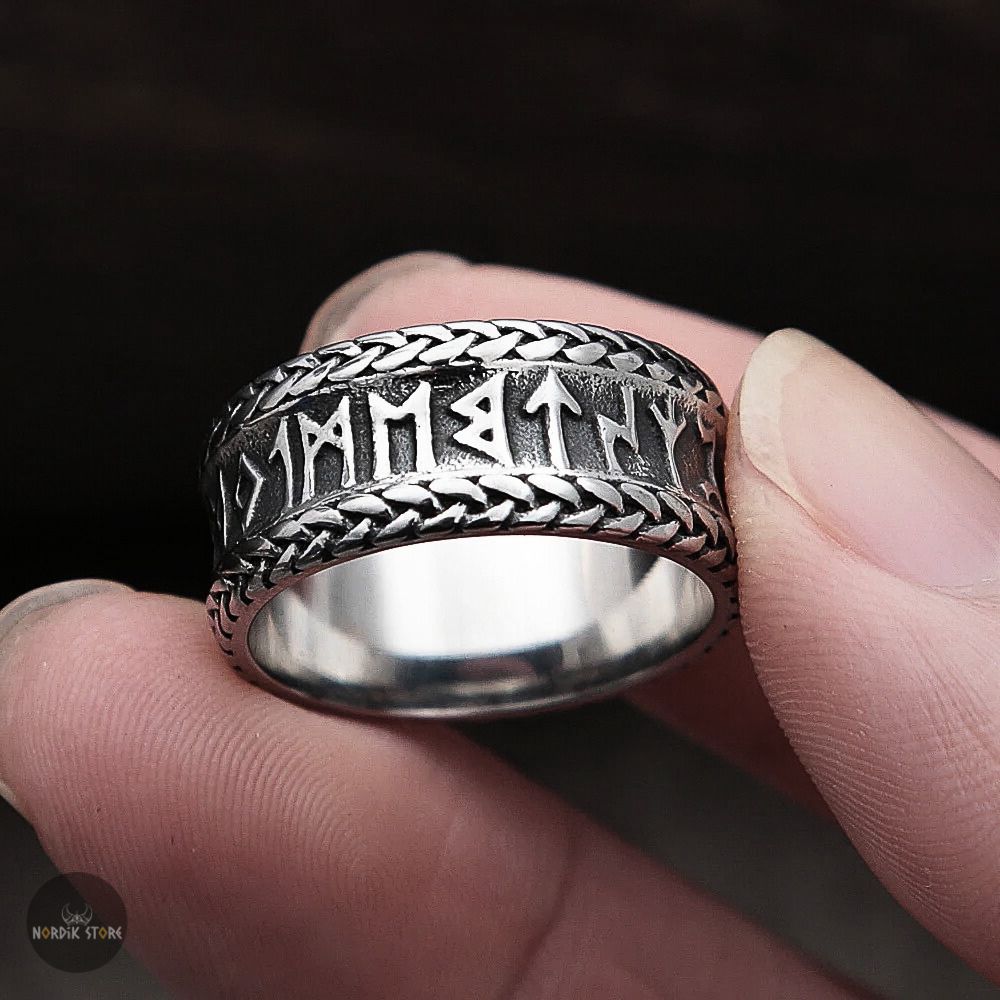 anneau viking runique en acier, cadeau femme