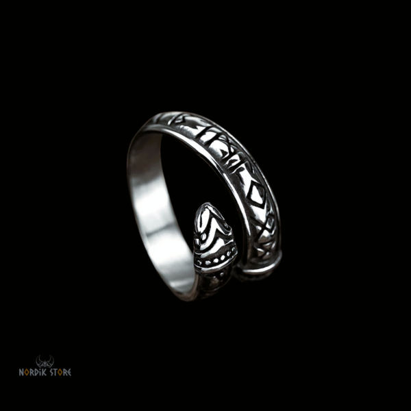 Anneau viking serpent Jormungand acier, cadeau homme femme
