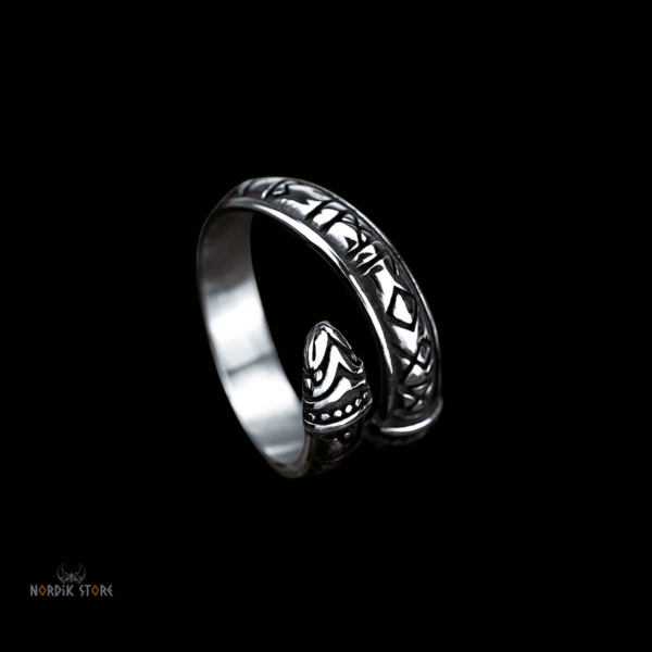 Anneau viking serpent Jormungand acier, cadeau homme femme fetes