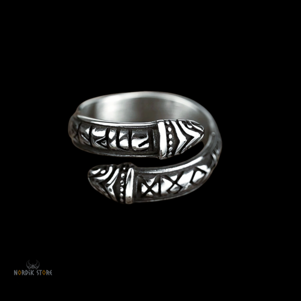 Anneau viking serpent Jormungand acier, cadeau homme femme noel