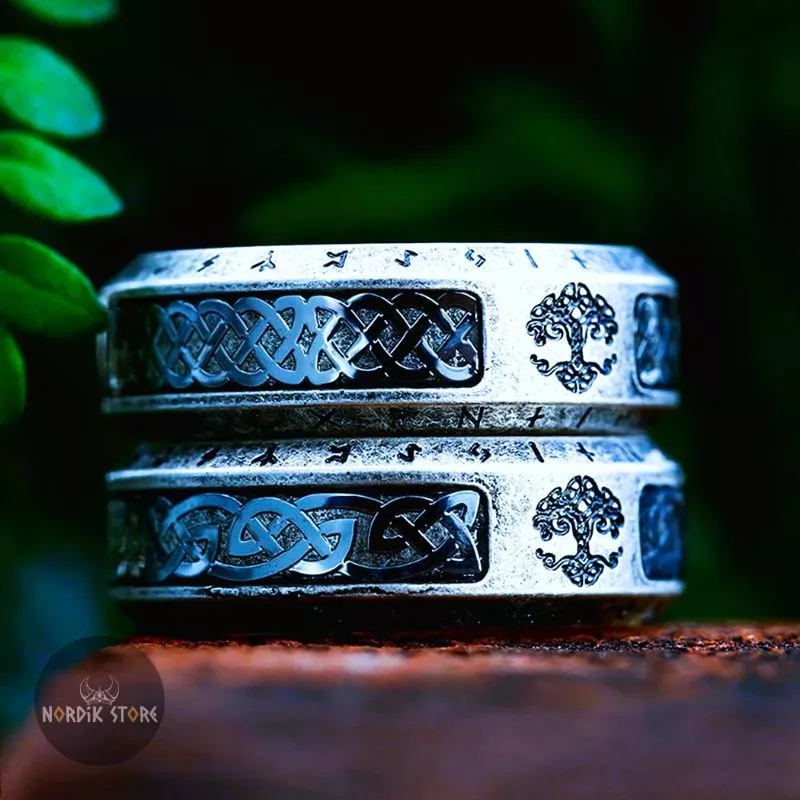 Anneaux vikings arbre de vie Yggdrasil en acier, cadeaux
