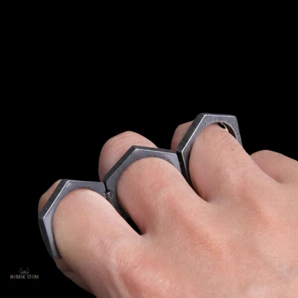 bague et anneau viking la forge hexagonal, cadeau homme