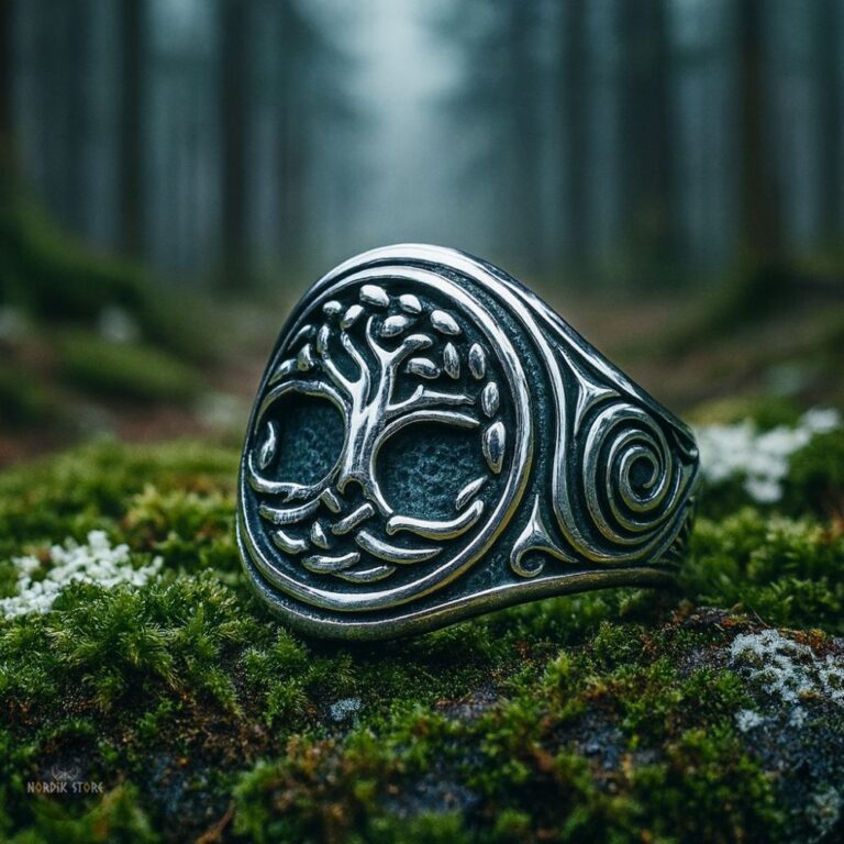 bague arbre de vie Viking Yggdrasil en acier argent, cadeau