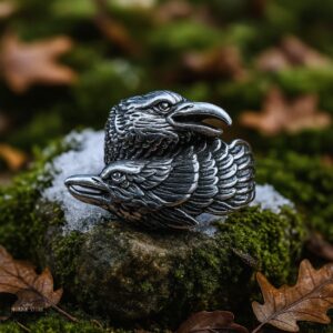 bague les corbeaux d'Odin, cadeau homme et femme