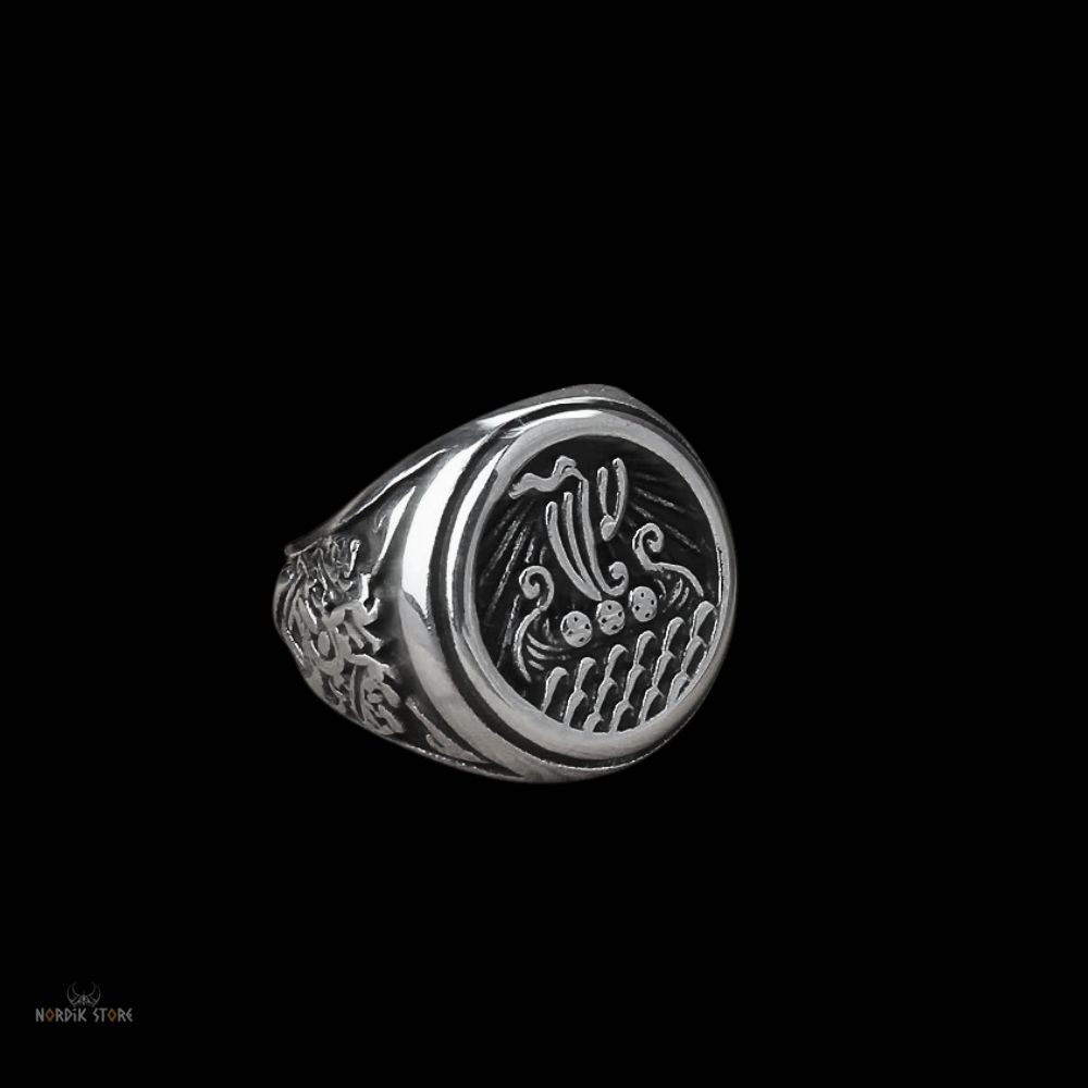 bague Drakkar viking en acier, cadeau homme