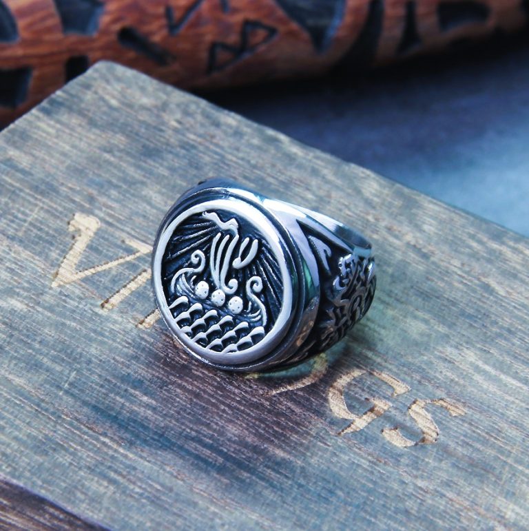 Bague Drakkar viking nordique