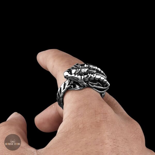 bague serpent Ouroboros viking en acier, cadeau homme et ados