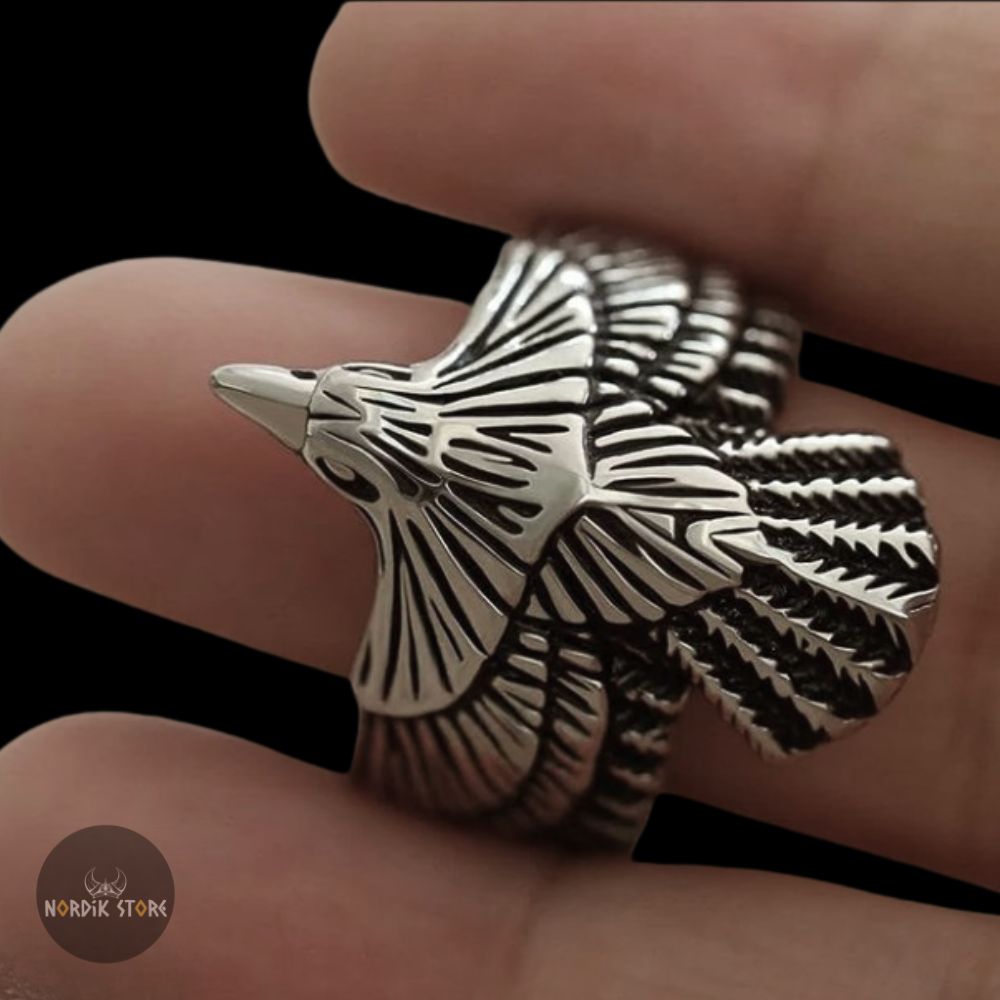 bague viking aigle en acier, cadeau homme et ados