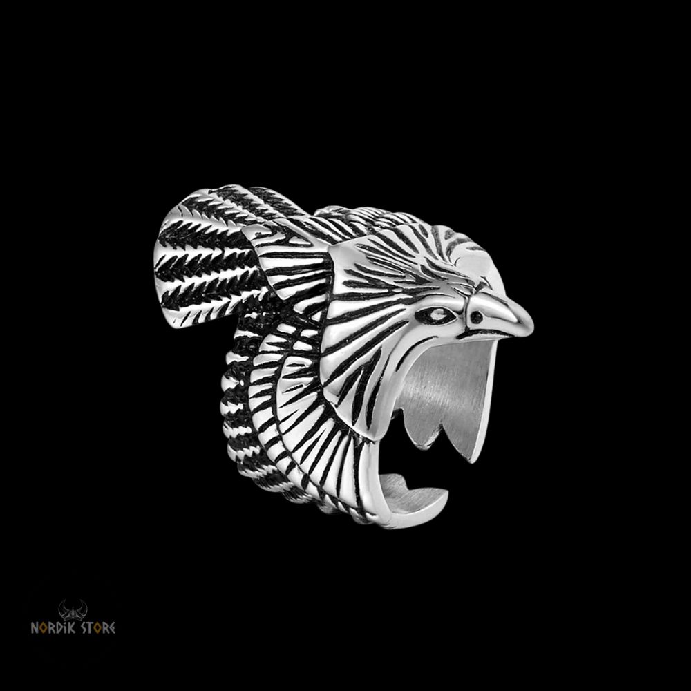 bague viking aigle en acier, cadeau homme
